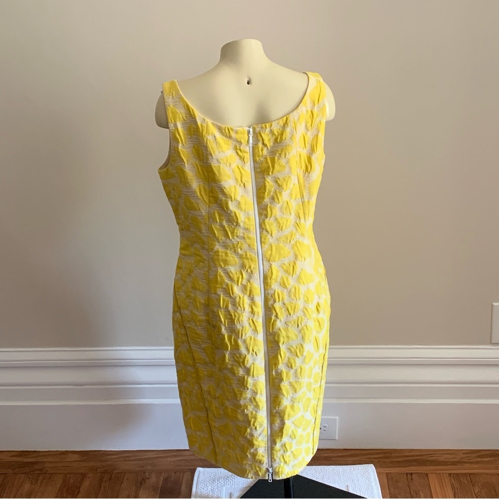Lafayette 148 Sleeveless Dress in Yellow and White Size 12 Stunning Pattern - Picture 4 of 9